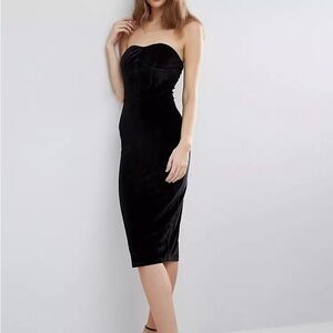 Velvet strapless midi dress nwot